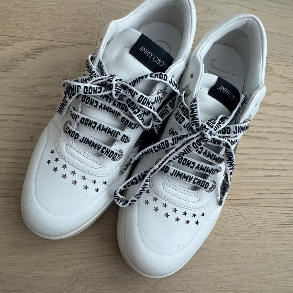 Jimmy Choo White Sneakers with Black Accents